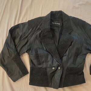 Vtg Embellished Leather Jacket